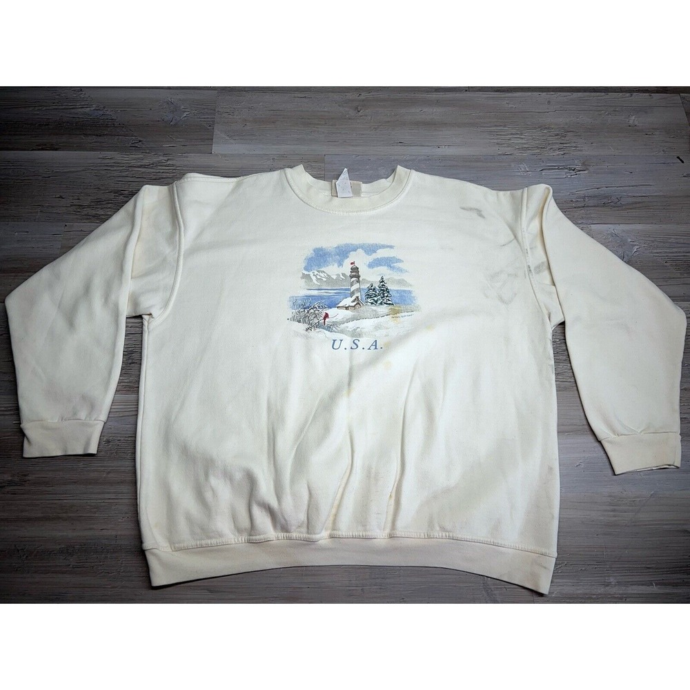 Vintage Northern Reflections Lighthouse USA Crew Neck Sweatshirt Size XL‎